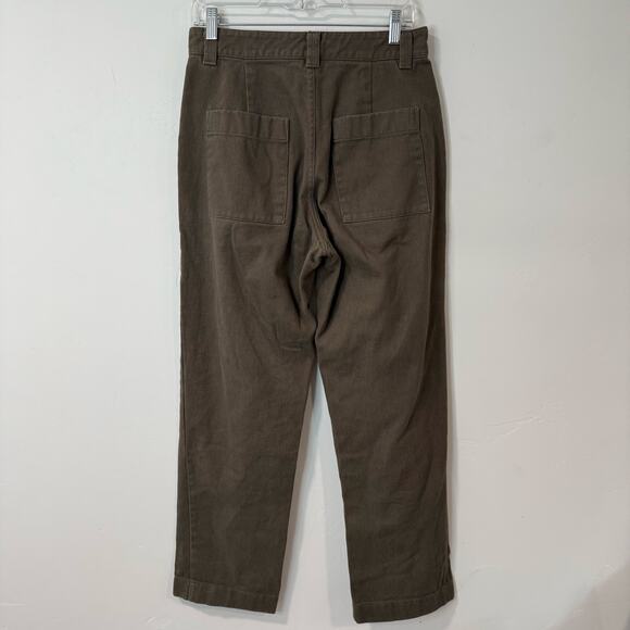 BEATON Women's Linen Utility Pants Olive Green 8 Cotton Tapered Trouser - Picture 4 of 9